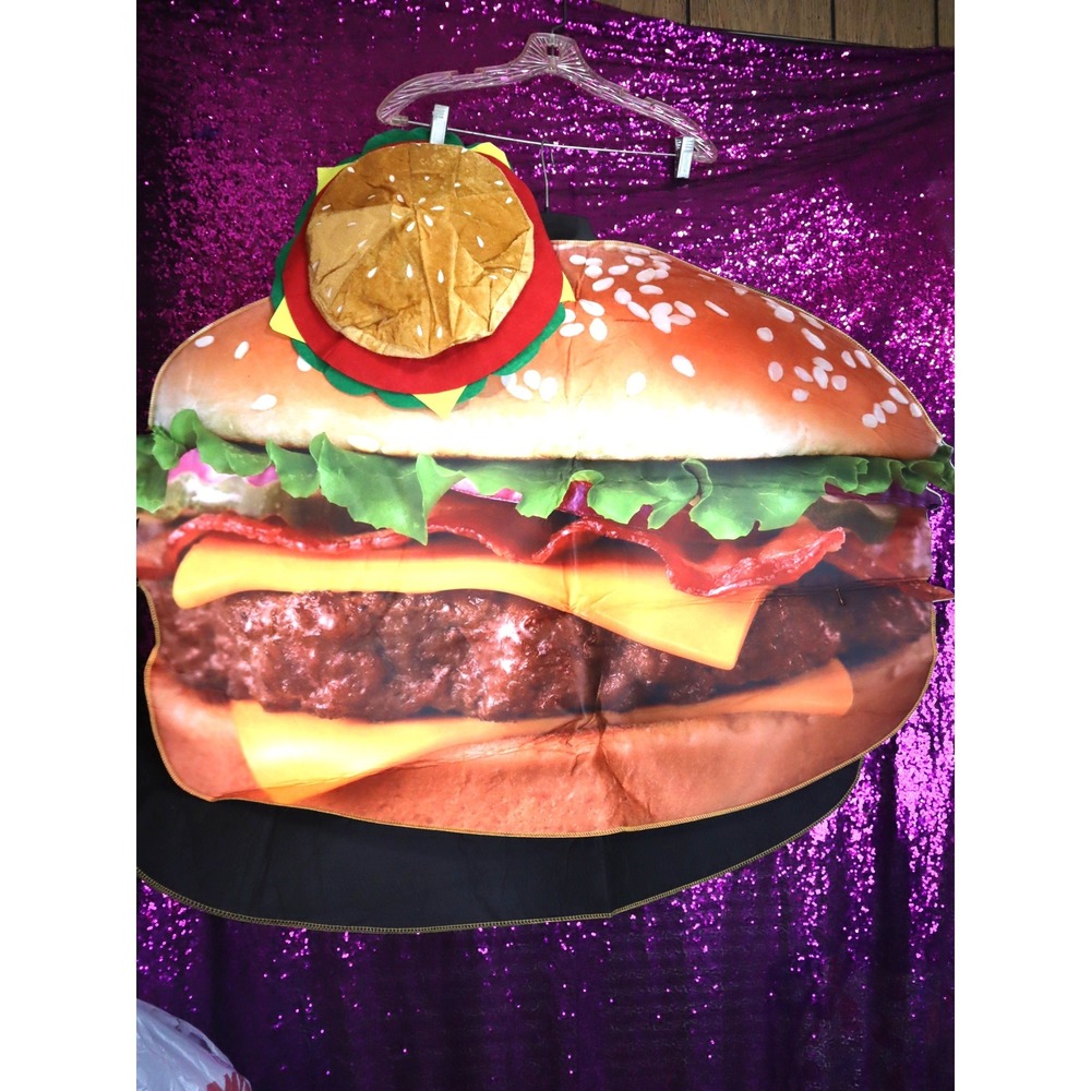 Cheeseburger Costume One Size Unisex Realistic Photo Foam Hat Fast Food